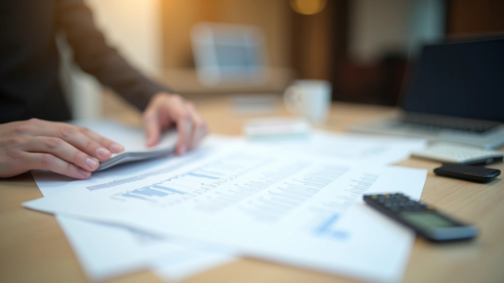 Documents financiers et formulaires sur un bureau avec stylo et calculatrice